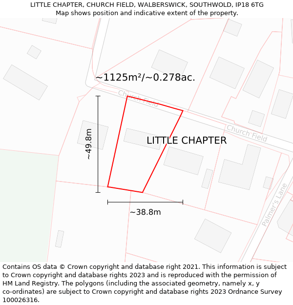 LITTLE CHAPTER, CHURCH FIELD, WALBERSWICK, SOUTHWOLD, IP18 6TG: Plot and title map