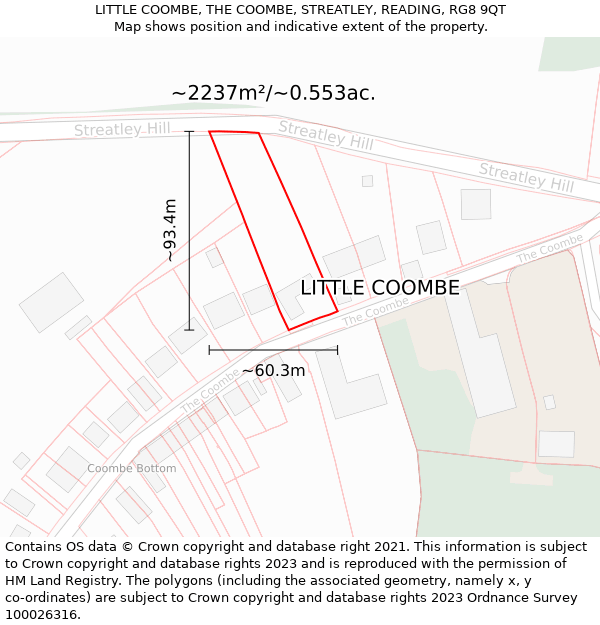 LITTLE COOMBE, THE COOMBE, STREATLEY, READING, RG8 9QT: Plot and title map