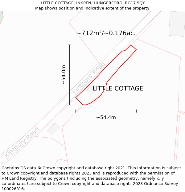 LITTLE COTTAGE, INKPEN, HUNGERFORD, RG17 9QY: Plot and title map