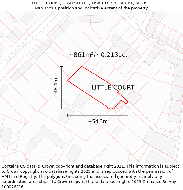 LITTLE COURT, HIGH STREET, TISBURY, SALISBURY, SP3 6HF: Plot and title map