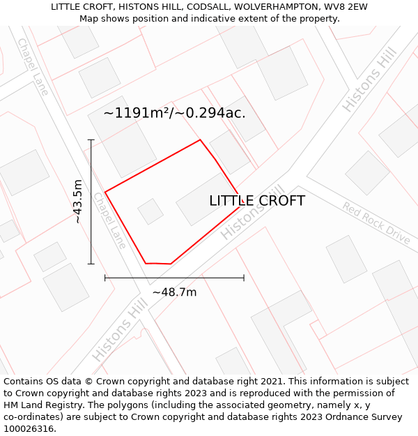 LITTLE CROFT, HISTONS HILL, CODSALL, WOLVERHAMPTON, WV8 2EW: Plot and title map