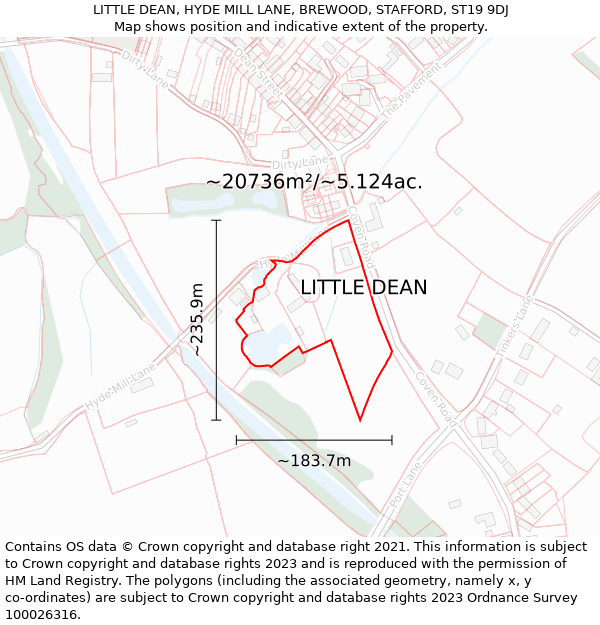 LITTLE DEAN, HYDE MILL LANE, BREWOOD, STAFFORD, ST19 9DJ: Plot and title map