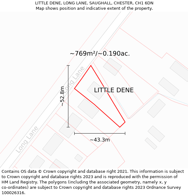 LITTLE DENE, LONG LANE, SAUGHALL, CHESTER, CH1 6DN: Plot and title map