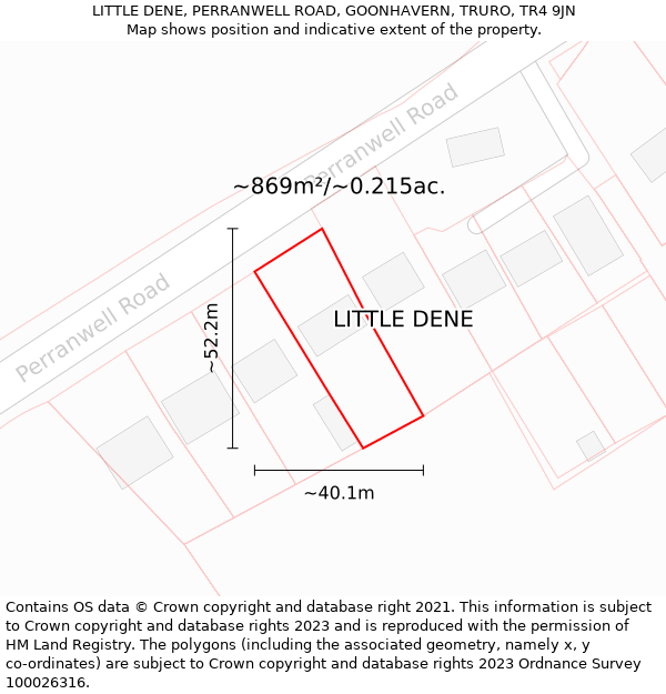 LITTLE DENE, PERRANWELL ROAD, GOONHAVERN, TRURO, TR4 9JN: Plot and title map