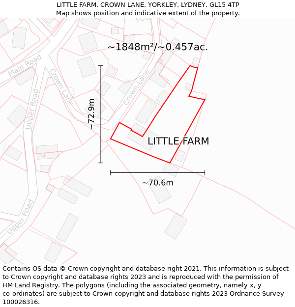 LITTLE FARM, CROWN LANE, YORKLEY, LYDNEY, GL15 4TP: Plot and title map