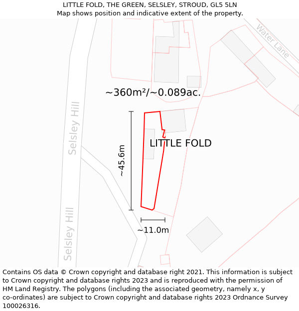 LITTLE FOLD, THE GREEN, SELSLEY, STROUD, GL5 5LN: Plot and title map