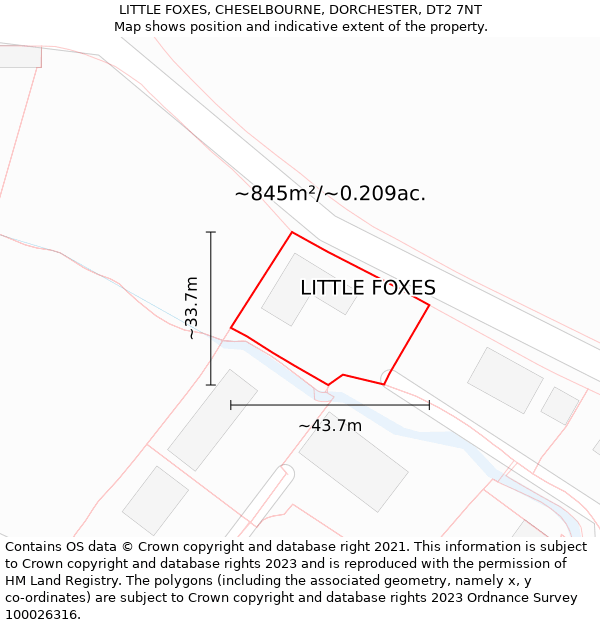 LITTLE FOXES, CHESELBOURNE, DORCHESTER, DT2 7NT: Plot and title map