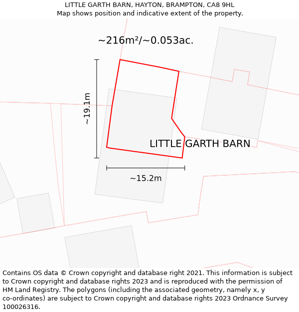 LITTLE GARTH BARN, HAYTON, BRAMPTON, CA8 9HL: Plot and title map