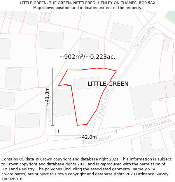 LITTLE GREEN, THE GREEN, NETTLEBED, HENLEY-ON-THAMES, RG9 5AX: Plot and title map