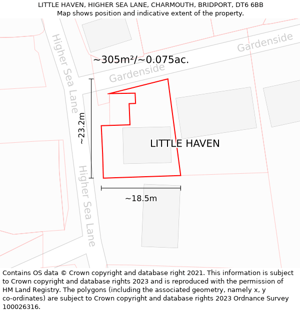 LITTLE HAVEN, HIGHER SEA LANE, CHARMOUTH, BRIDPORT, DT6 6BB: Plot and title map