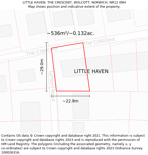 LITTLE HAVEN, THE CRESCENT, WALCOTT, NORWICH, NR12 0NH: Plot and title map