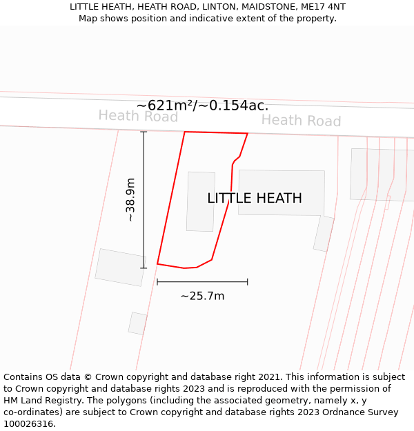 LITTLE HEATH, HEATH ROAD, LINTON, MAIDSTONE, ME17 4NT: Plot and title map