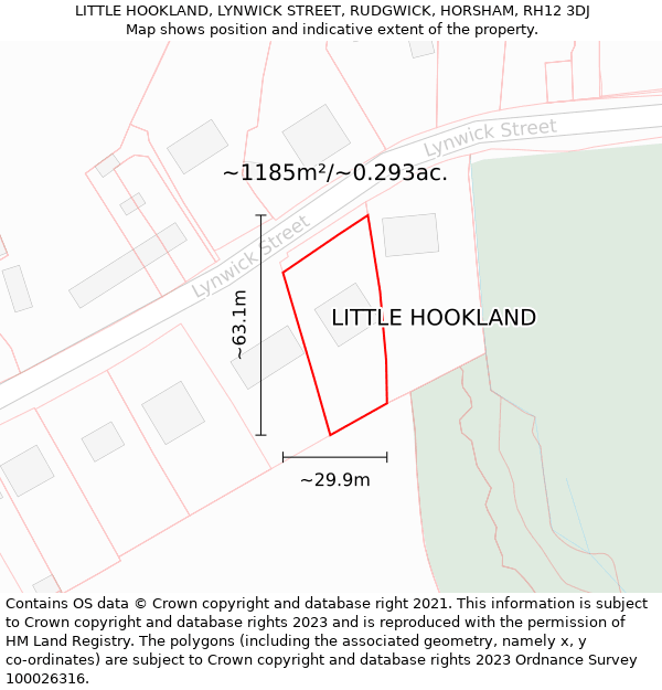 LITTLE HOOKLAND, LYNWICK STREET, RUDGWICK, HORSHAM, RH12 3DJ: Plot and title map