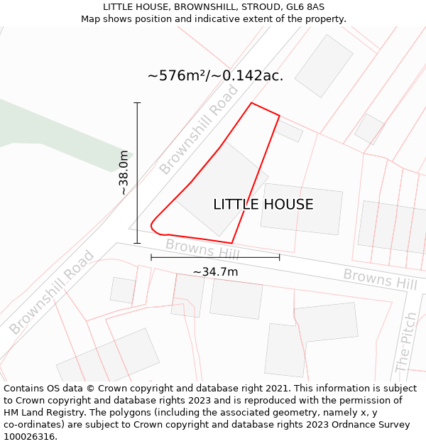 LITTLE HOUSE, BROWNSHILL, STROUD, GL6 8AS: Plot and title map