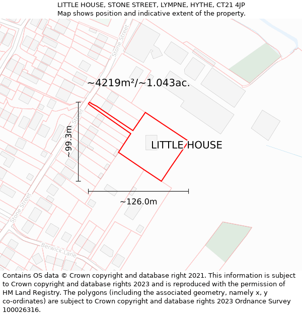 LITTLE HOUSE, STONE STREET, LYMPNE, HYTHE, CT21 4JP: Plot and title map