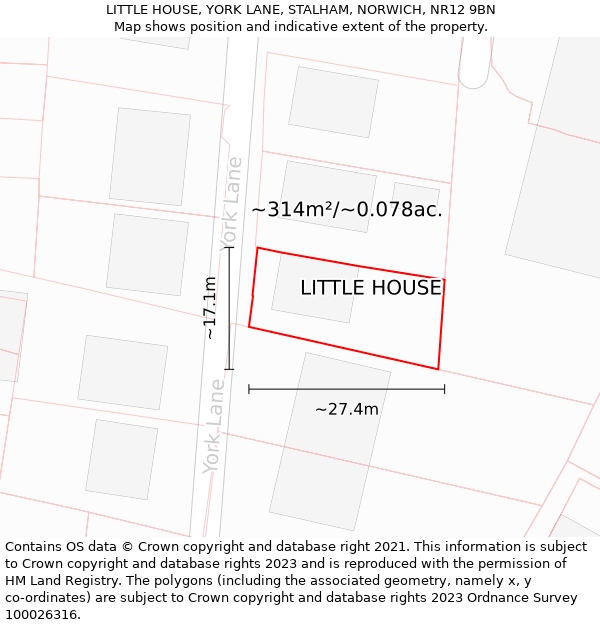 LITTLE HOUSE, YORK LANE, STALHAM, NORWICH, NR12 9BN: Plot and title map