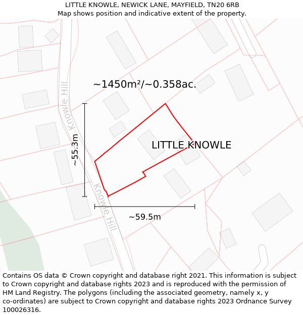 LITTLE KNOWLE, NEWICK LANE, MAYFIELD, TN20 6RB: Plot and title map