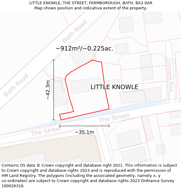 LITTLE KNOWLE, THE STREET, FARMBOROUGH, BATH, BA2 0AR: Plot and title map