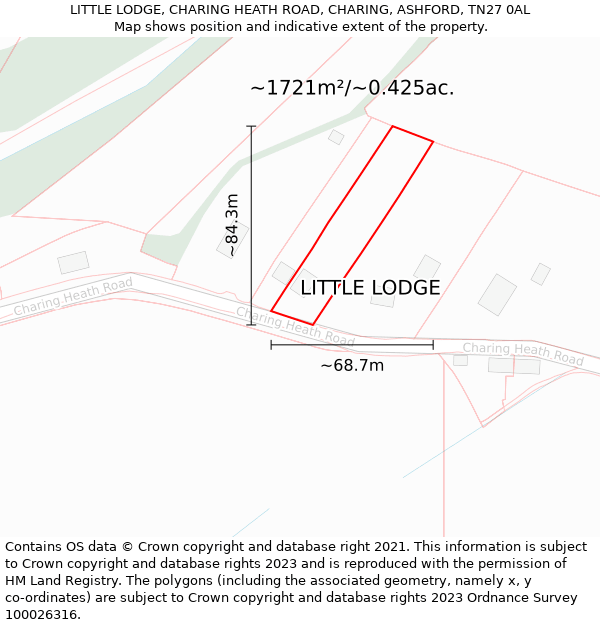 LITTLE LODGE, CHARING HEATH ROAD, CHARING, ASHFORD, TN27 0AL: Plot and title map