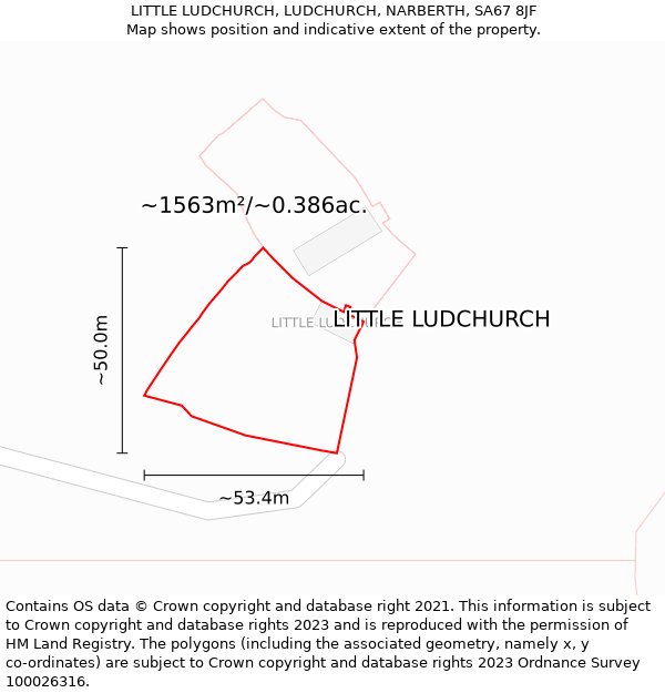 LITTLE LUDCHURCH, LUDCHURCH, NARBERTH, SA67 8JF: Plot and title map