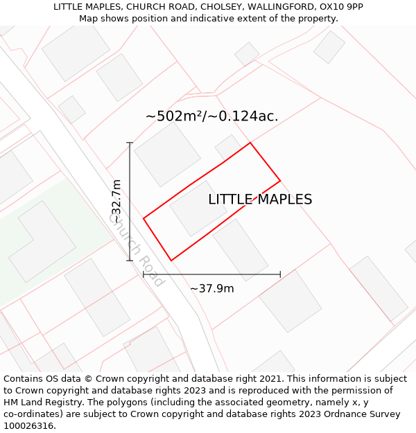 LITTLE MAPLES, CHURCH ROAD, CHOLSEY, WALLINGFORD, OX10 9PP: Plot and title map