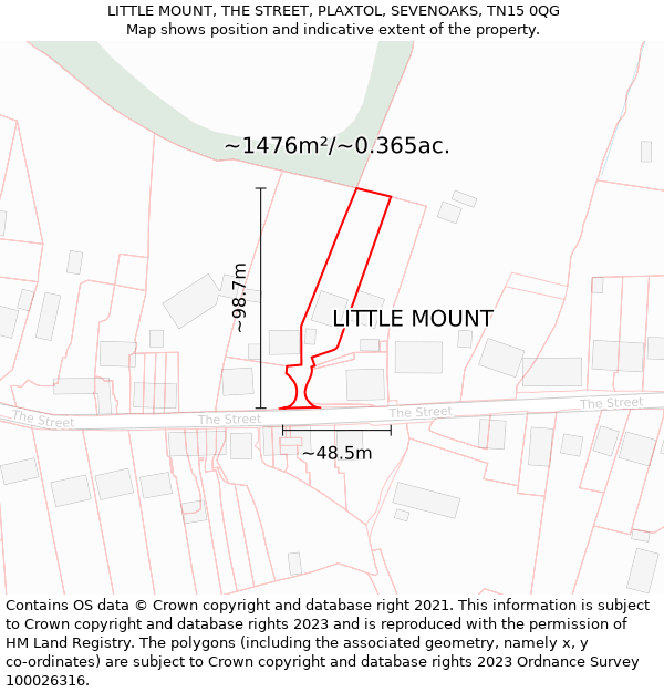 LITTLE MOUNT, THE STREET, PLAXTOL, SEVENOAKS, TN15 0QG: Plot and title map