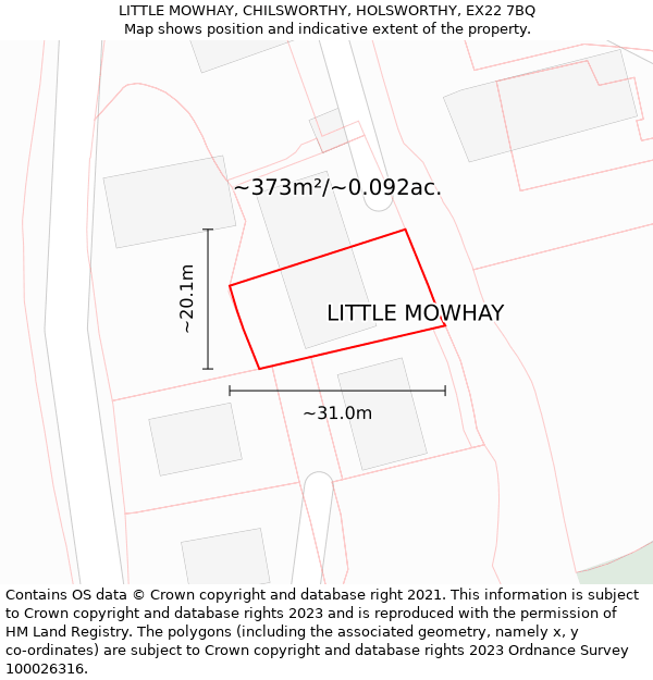 LITTLE MOWHAY, CHILSWORTHY, HOLSWORTHY, EX22 7BQ: Plot and title map