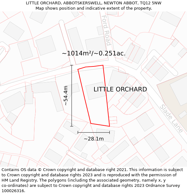 LITTLE ORCHARD, ABBOTSKERSWELL, NEWTON ABBOT, TQ12 5NW: Plot and title map