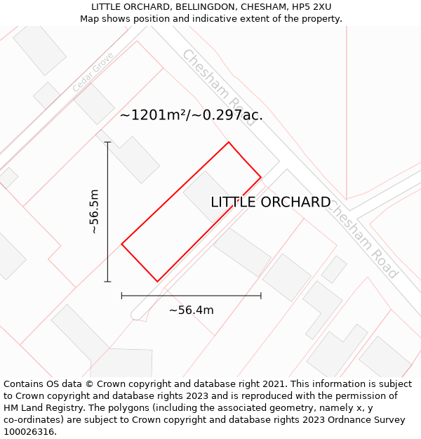 LITTLE ORCHARD, BELLINGDON, CHESHAM, HP5 2XU: Plot and title map