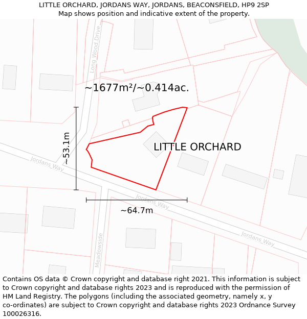 LITTLE ORCHARD, JORDANS WAY, JORDANS, BEACONSFIELD, HP9 2SP: Plot and title map