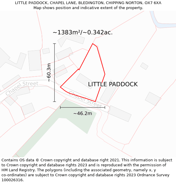 LITTLE PADDOCK, CHAPEL LANE, BLEDINGTON, CHIPPING NORTON, OX7 6XA: Plot and title map