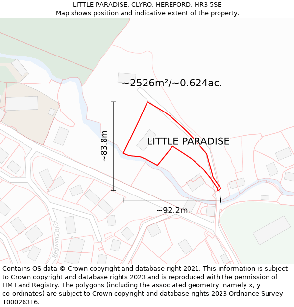 LITTLE PARADISE, CLYRO, HEREFORD, HR3 5SE: Plot and title map