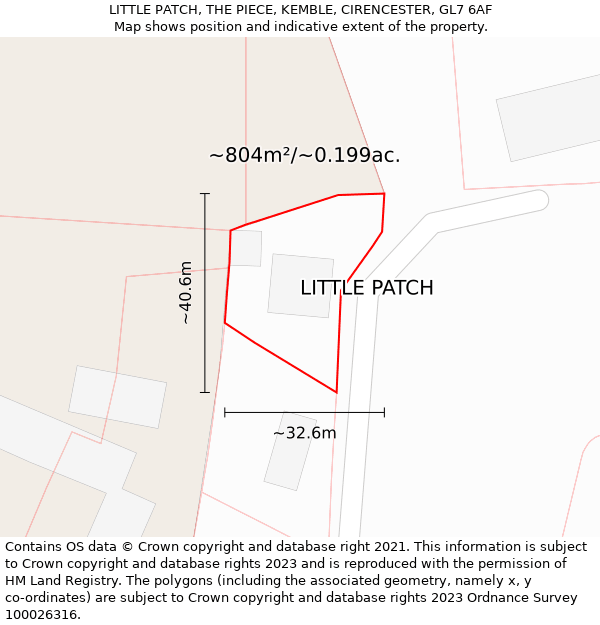 LITTLE PATCH, THE PIECE, KEMBLE, CIRENCESTER, GL7 6AF: Plot and title map