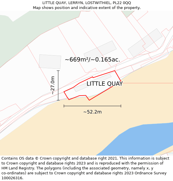 LITTLE QUAY, LERRYN, LOSTWITHIEL, PL22 0QQ: Plot and title map