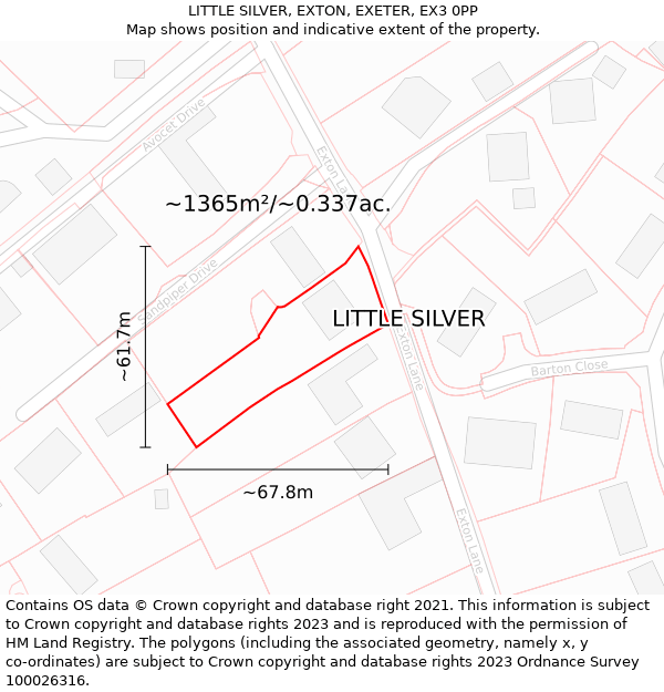 LITTLE SILVER, EXTON, EXETER, EX3 0PP: Plot and title map