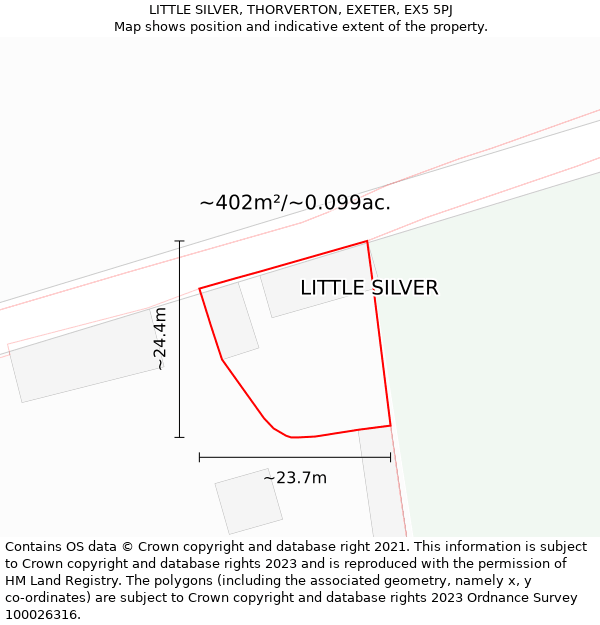 LITTLE SILVER, THORVERTON, EXETER, EX5 5PJ: Plot and title map