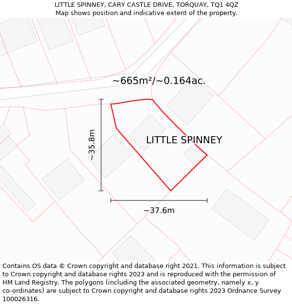 LITTLE SPINNEY, CARY CASTLE DRIVE, TORQUAY, TQ1 4QZ: Plot and title map