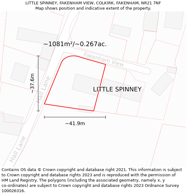 LITTLE SPINNEY, FAKENHAM VIEW, COLKIRK, FAKENHAM, NR21 7NF: Plot and title map