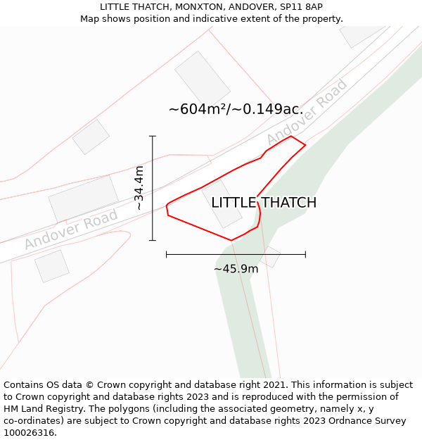 LITTLE THATCH, MONXTON, ANDOVER, SP11 8AP: Plot and title map