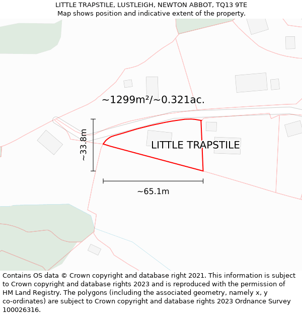 LITTLE TRAPSTILE, LUSTLEIGH, NEWTON ABBOT, TQ13 9TE: Plot and title map