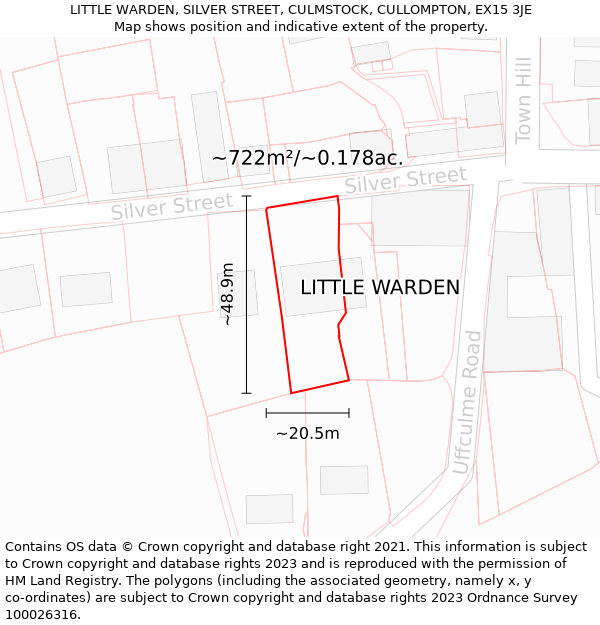 LITTLE WARDEN, SILVER STREET, CULMSTOCK, CULLOMPTON, EX15 3JE: Plot and title map