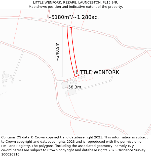 LITTLE WENFORK, REZARE, LAUNCESTON, PL15 9NU: Plot and title map