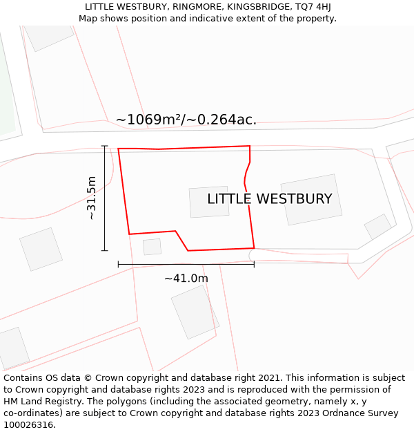 LITTLE WESTBURY, RINGMORE, KINGSBRIDGE, TQ7 4HJ: Plot and title map