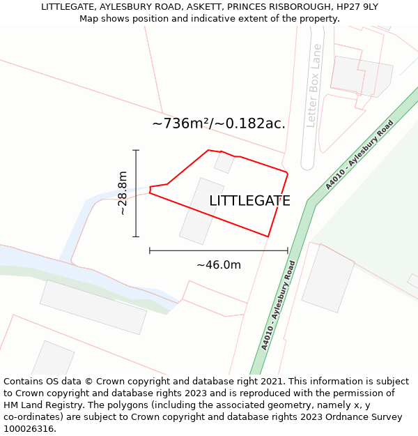 LITTLEGATE, AYLESBURY ROAD, ASKETT, PRINCES RISBOROUGH, HP27 9LY: Plot and title map