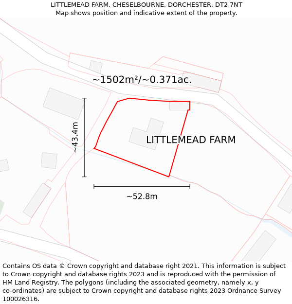 LITTLEMEAD FARM, CHESELBOURNE, DORCHESTER, DT2 7NT: Plot and title map