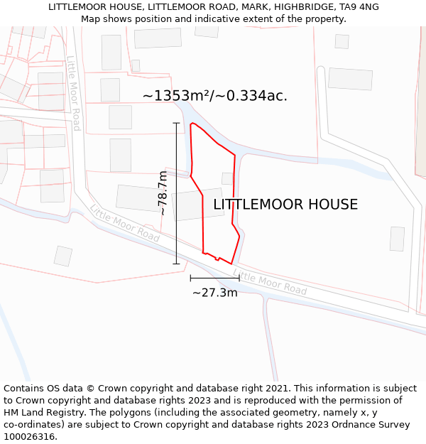 LITTLEMOOR HOUSE, LITTLEMOOR ROAD, MARK, HIGHBRIDGE, TA9 4NG: Plot and title map