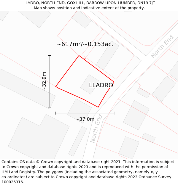 LLADRO, NORTH END, GOXHILL, BARROW-UPON-HUMBER, DN19 7JT: Plot and title map