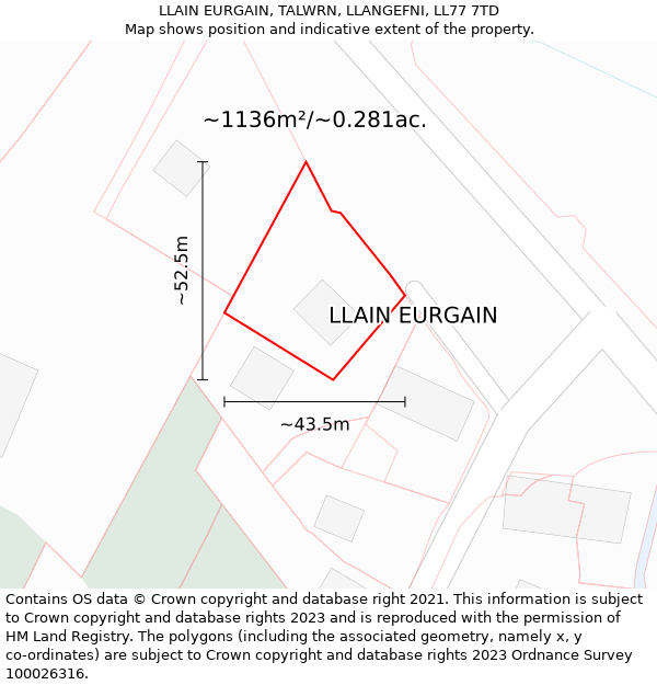 LLAIN EURGAIN, TALWRN, LLANGEFNI, LL77 7TD: Plot and title map