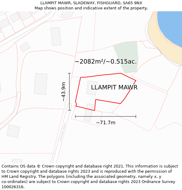 LLAMPIT MAWR, SLADEWAY, FISHGUARD, SA65 9NX: Plot and title map