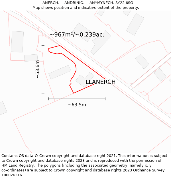 LLANERCH, LLANDRINIO, LLANYMYNECH, SY22 6SG: Plot and title map